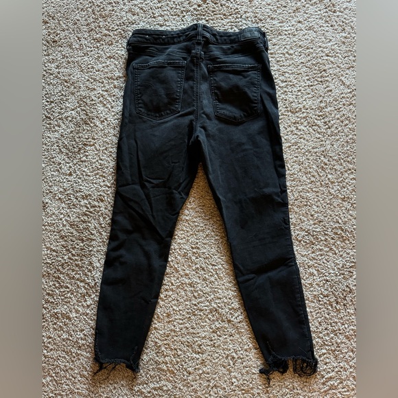 American Eagle black distressed high waisted jeggings - Picture 3 of 4